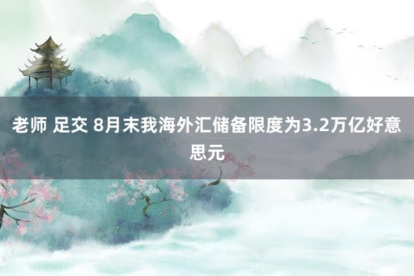 老师 足交 8月末我海外汇储备限度为3.2万亿好意思元