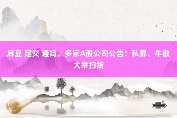 麻豆 足交 通宵，多家A股公司公告！私募、牛散大举扫货