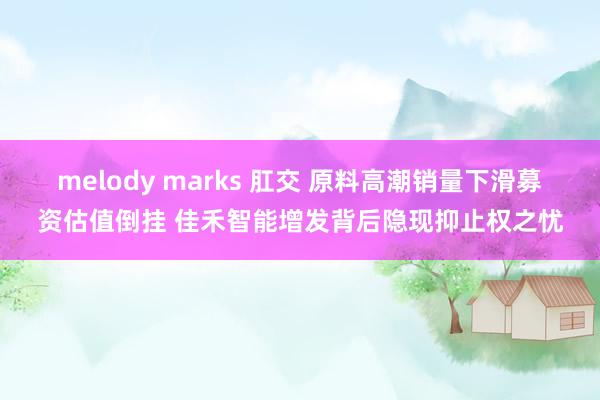 melody marks 肛交 原料高潮销量下滑募资估值倒挂 佳禾智能增发背后隐现抑止权之忧