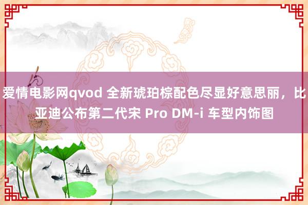 爱情电影网qvod 全新琥珀棕配色尽显好意思丽，比亚迪公布第二代宋 Pro DM-i 车型内饰图