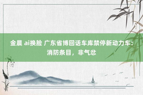 金晨 ai换脸 广东省博回话车库禁停新动力车：消防条目，非气忿