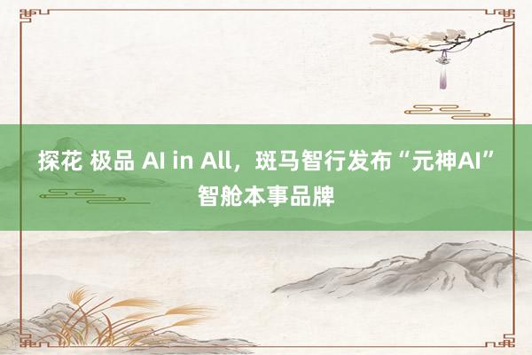 探花 极品 AI in All，斑马智行发布“元神AI”智舱本事品牌