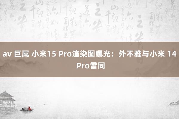 av 巨屌 小米15 Pro渲染图曝光：外不雅与小米 14 Pro雷同