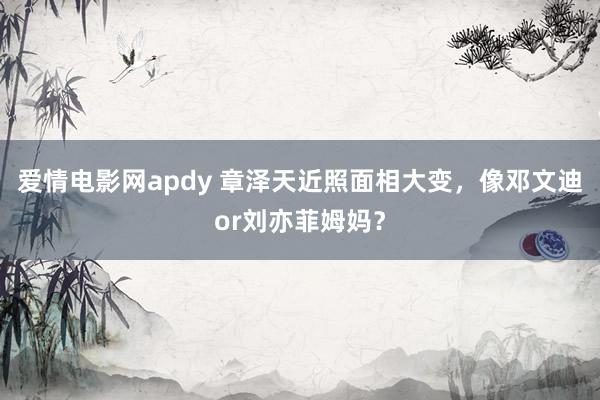 爱情电影网apdy 章泽天近照面相大变，像邓文迪or刘亦菲姆妈？