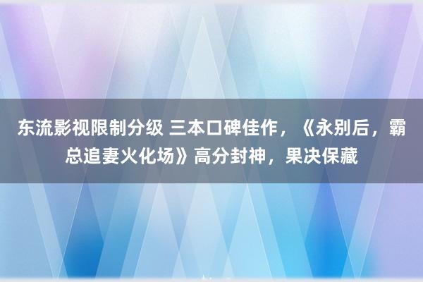 东流影视限制分级 三本口碑佳作，《永别后，霸总追妻火化场》高分封神，果决保藏