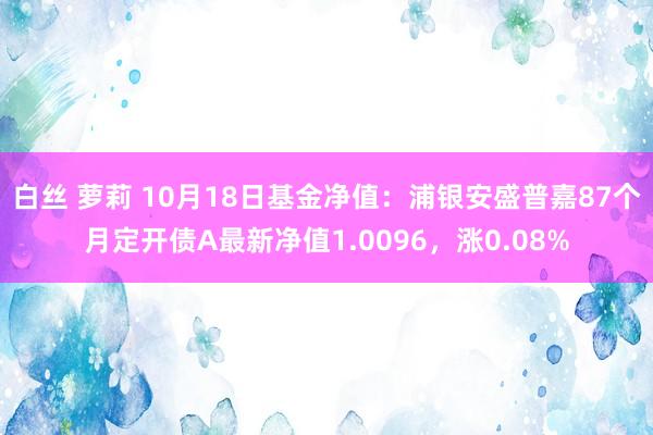 白丝 萝莉 10月18日基金净值：浦银安盛普嘉87个月定开债A最新净值1.0096，涨0.08%