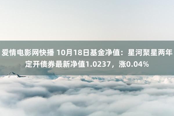 爱情电影网快播 10月18日基金净值：星河聚星两年定开债券最新净值1.0237，涨0.04%