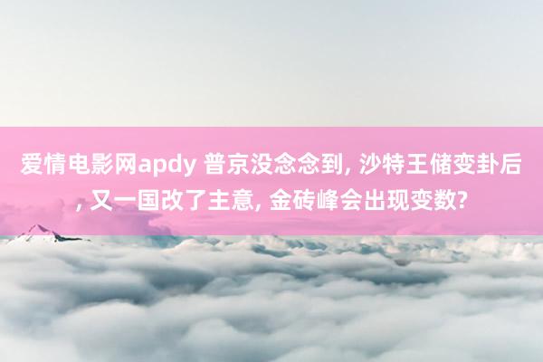 爱情电影网apdy 普京没念念到， 沙特王储变卦后， 又一国改了主意， 金砖峰会出现变数?