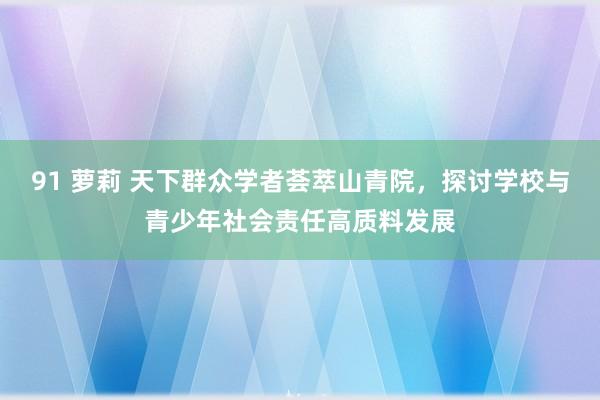 91 萝莉 天下群众学者荟萃山青院，探讨学校与青少年社会责任高质料发展