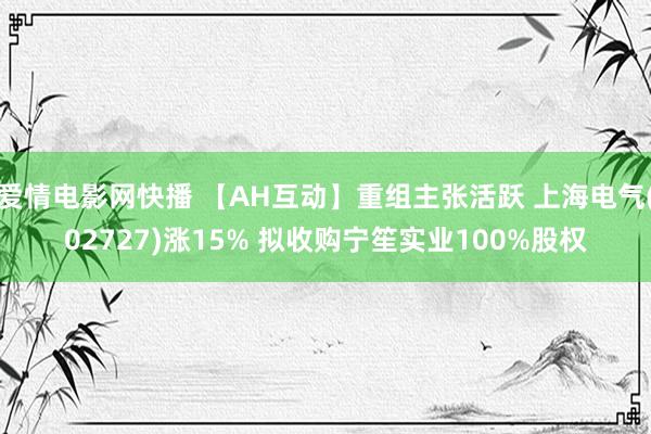 爱情电影网快播 【AH互动】重组主张活跃 上海电气(02727)涨15% 拟收购宁笙实业100%股权