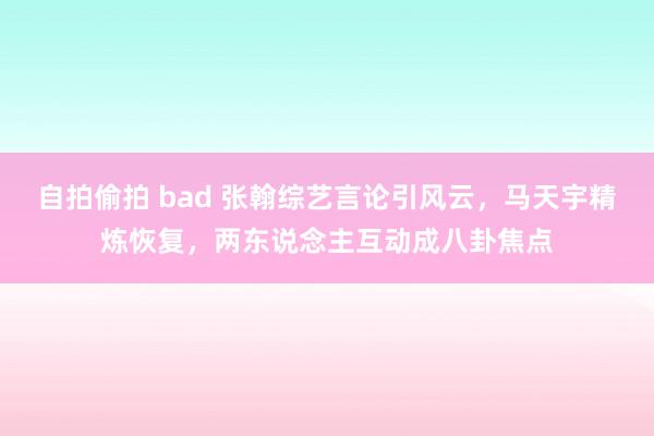 自拍偷拍 bad 张翰综艺言论引风云，马天宇精炼恢复，两东说念主互动成八卦焦点