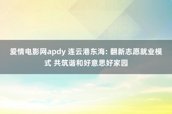 爱情电影网apdy 连云港东海: 翻新志愿就业模式 共筑谐和好意思好家园