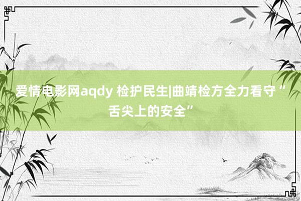 爱情电影网aqdy 检护民生|曲靖检方全力看守“舌尖上的安全”