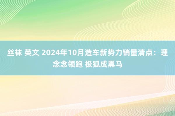 丝袜 英文 2024年10月造车新势力销量清点：理念念领跑 极狐成黑马