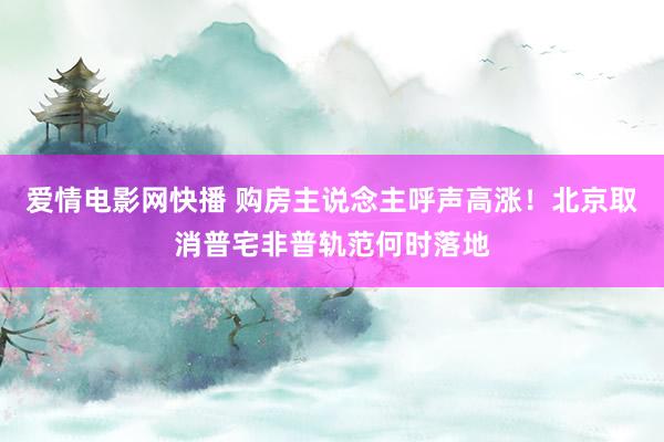 爱情电影网快播 购房主说念主呼声高涨！北京取消普宅非普轨范何时落地