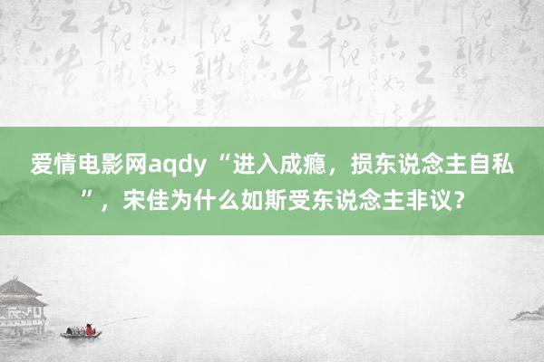 爱情电影网aqdy “进入成瘾，损东说念主自私”，宋佳为什么如斯受东说念主非议？