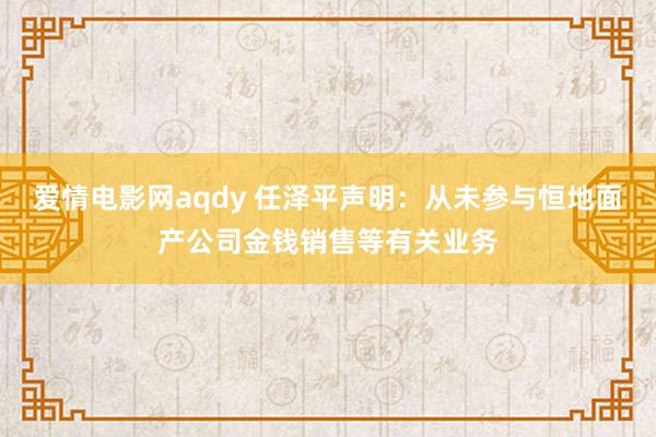 爱情电影网aqdy 任泽平声明：从未参与恒地面产公司金钱销售等有关业务