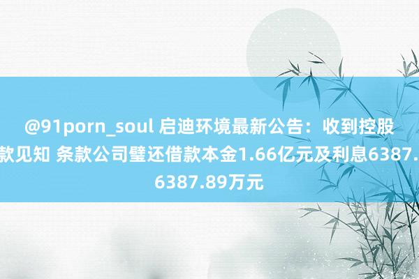 @91porn_soul 启迪环境最新公告：收到控股推动还款见知 条款公司璧还借款本金1.66亿元及利息6387.89万元