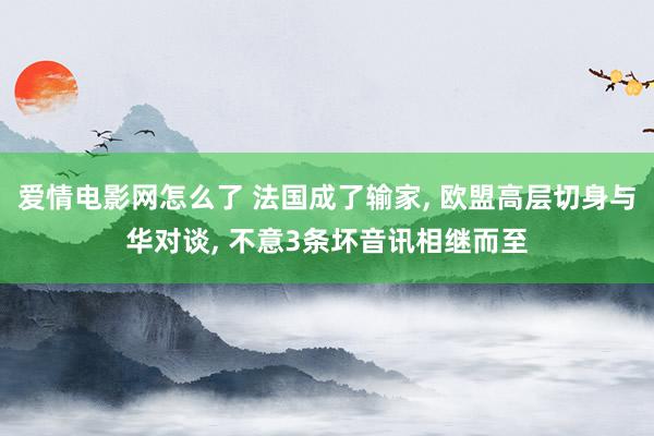 爱情电影网怎么了 法国成了输家， 欧盟高层切身与华对谈， 不意3条坏音讯相继而至