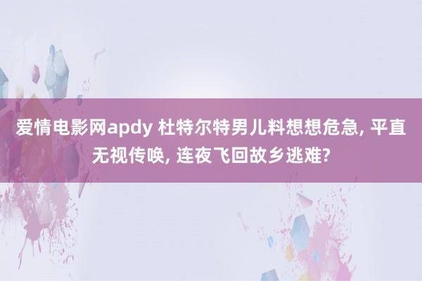 爱情电影网apdy 杜特尔特男儿料想想危急， 平直无视传唤， 连夜飞回故乡逃难?