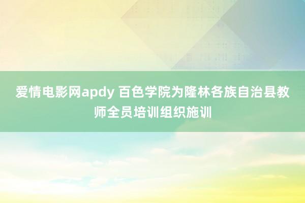 爱情电影网apdy 百色学院为隆林各族自治县教师全员培训组织施训