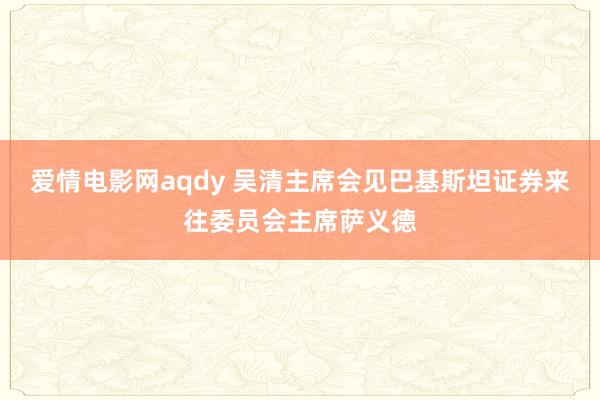 爱情电影网aqdy 吴清主席会见巴基斯坦证券来往委员会主席萨义德