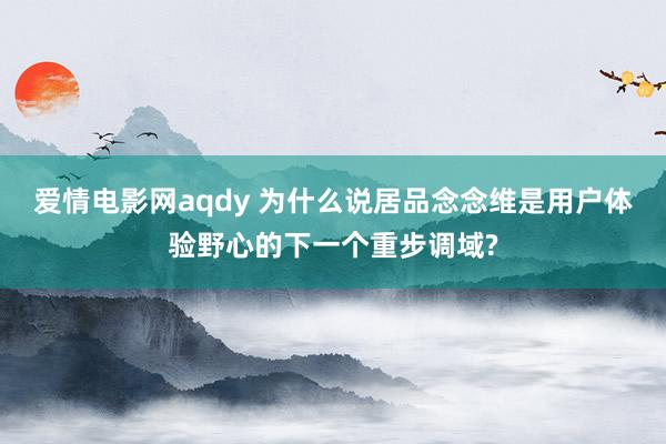 爱情电影网aqdy 为什么说居品念念维是用户体验野心的下一个重步调域?