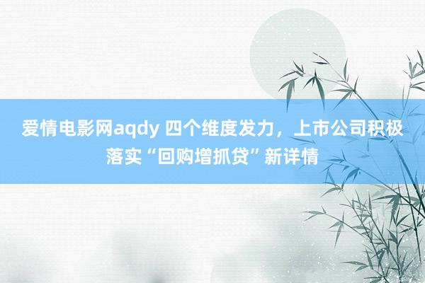 爱情电影网aqdy 四个维度发力，上市公司积极落实“回购增抓贷”新详情