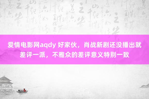 爱情电影网aqdy 好家伙，肖战新剧还没播出就差评一派，不雅众的差评意义特别一致