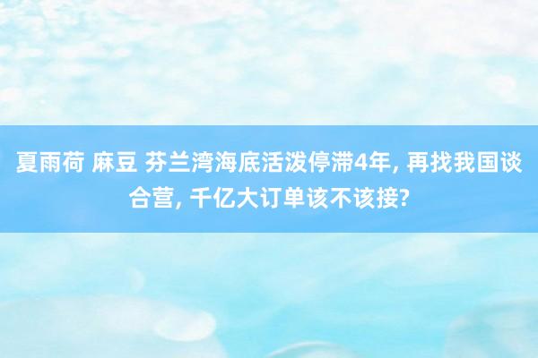 夏雨荷 麻豆 芬兰湾海底活泼停滞4年， 再找我国谈合营， 千亿大订单该不该接?