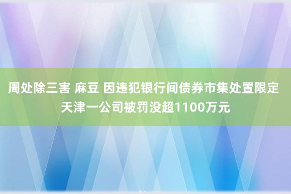 周处除三害 麻豆 因违犯银行间债券市集处置限定 天津一公司被罚没超1100万元