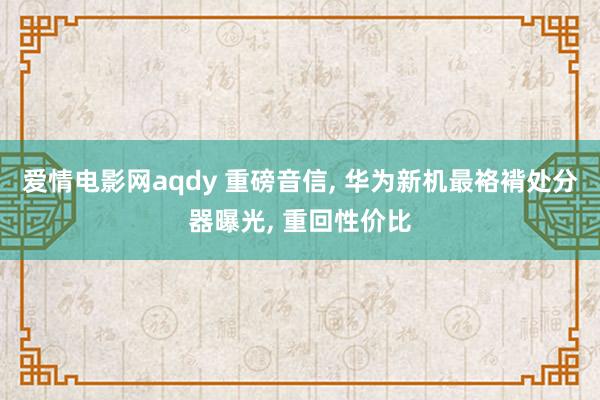 爱情电影网aqdy 重磅音信， 华为新机最袼褙处分器曝光， 重回性价比