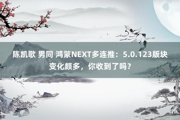 陈凯歌 男同 鸿蒙NEXT多连推：5.0.123版块变化颇多，你收到了吗？