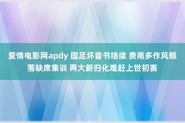 爱情电影网apdy 国足坏音书络续 费南多作风颓落缺席集训 两大新归化难赶上世初赛