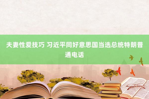 夫妻性爱技巧 习近平同好意思国当选总统特朗普通电话